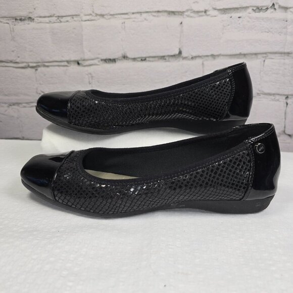 ANNE KLEIN SPORT WOMENS BLACK SQUARE TOE SLIP ON SHORT WEDGE SHOE SIZE 6 EUC - Picture 6 of 8
